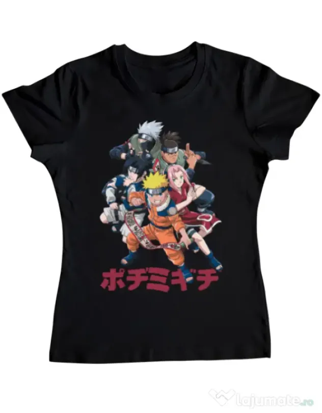 Tricou personalizat dama Naruto Ninja Team Negru