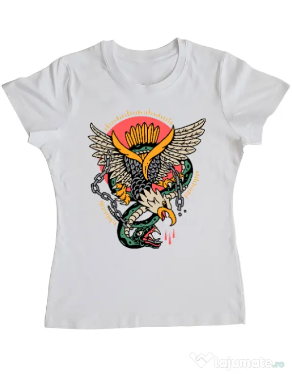 Tricou personalizat dama Tattoo Fighting Alb