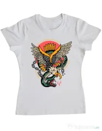 Tricou personalizat dama Tattoo Fighting Alb
