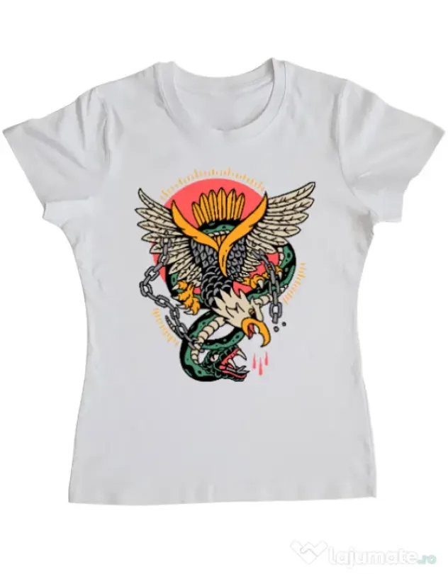 Tricou personalizat dama Tattoo Fighting Alb
