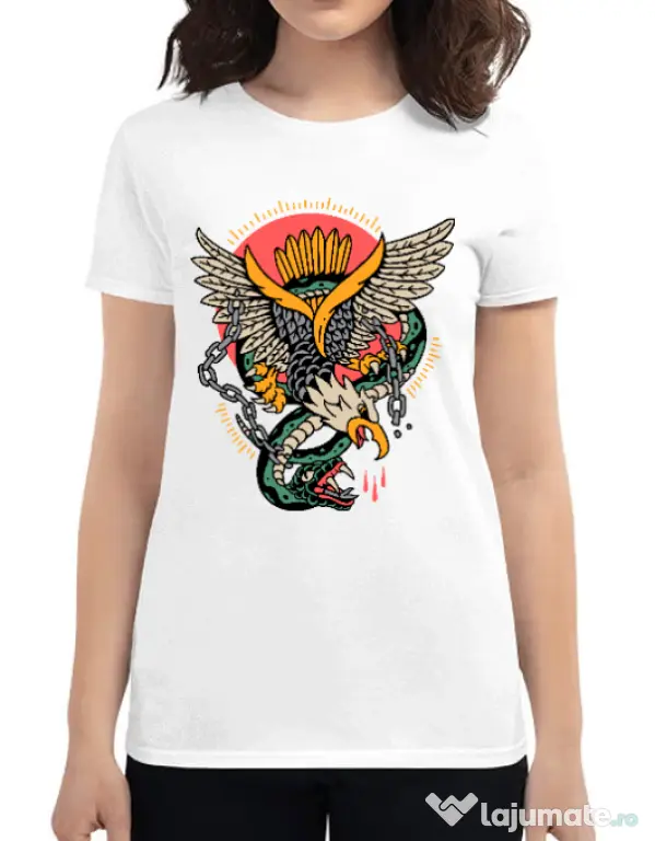 Tricou personalizat dama Tattoo Fighting Alb