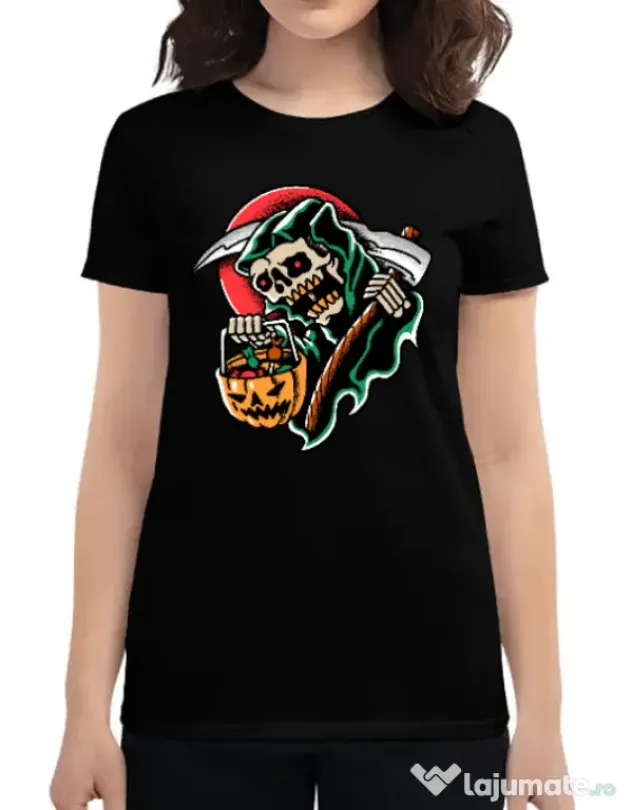 Tricou personalizat dama It's Halloween Time Negru