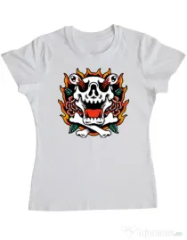 Tricou personalizat dama Death and Flower Alb