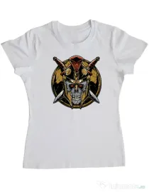 Tricou personalizat dama Skull Spartan Alb