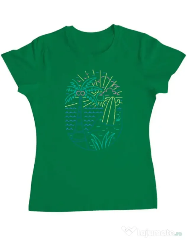 Tricou personalizat dama Beach Neon Verde mediu
