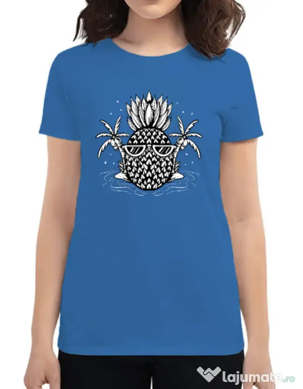 Tricou personalizat dama Pineapple Summer Albastru azuriu