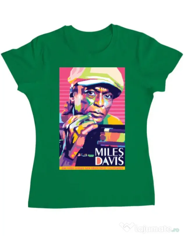 Tricou personalizat dama Miles Davis Verde mediu