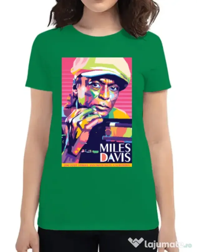 Tricou personalizat dama Miles Davis Verde mediu