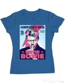 Tricou personalizat dama David Bowie Albastru azuriu