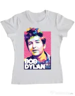 Tricou personalizat dama Bob Dylan Alb