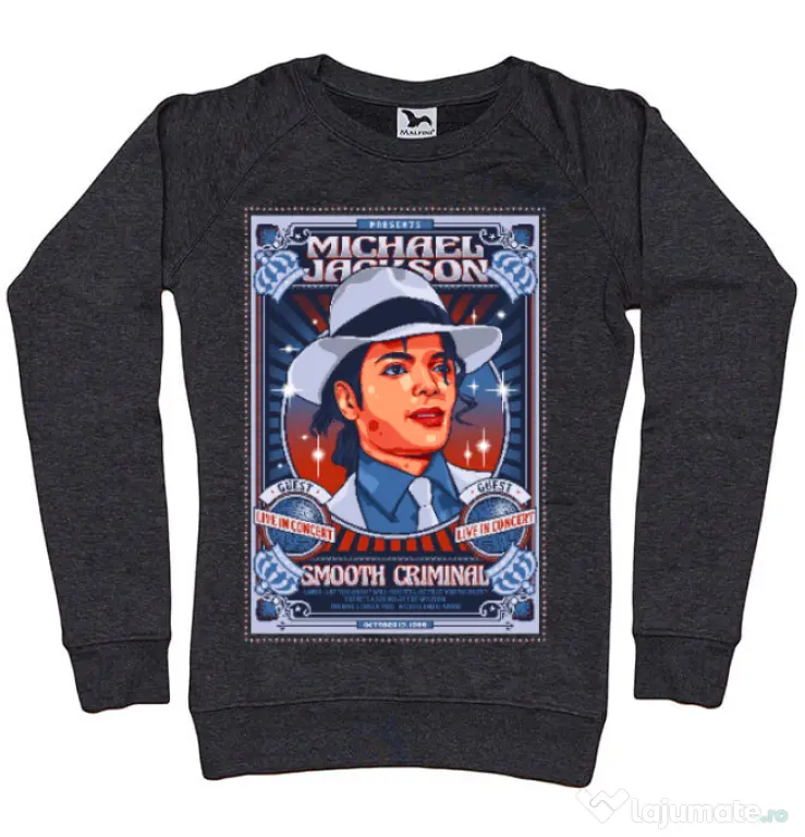 Bluza personalizata dama Michael Jackson Negru melanj