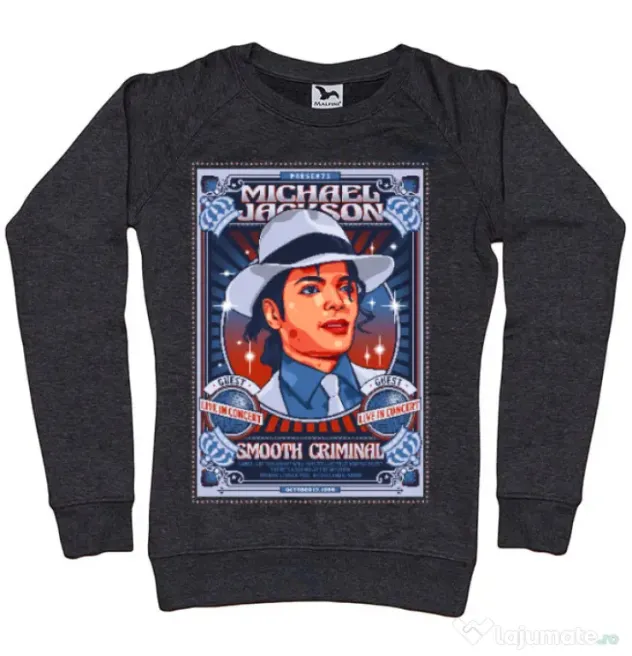 Bluza personalizata dama Michael Jackson Negru melanj