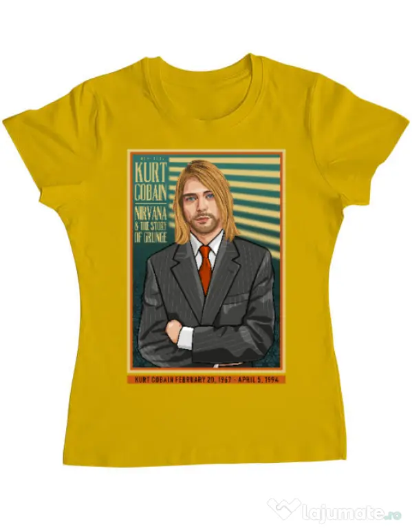 Tricou personalizat dama Kurt Cobain Galben