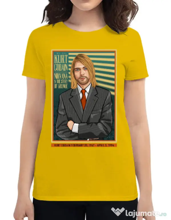 Tricou personalizat dama Kurt Cobain Galben