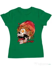 Tricou personalizat dama spicy skull Verde mediu