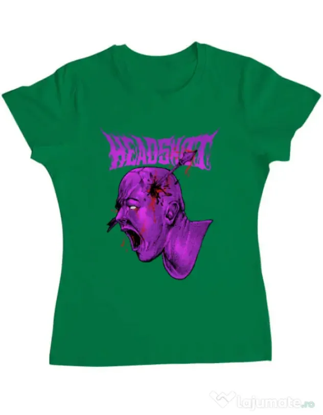 Tricou personalizat dama HEADSHOT Verde mediu