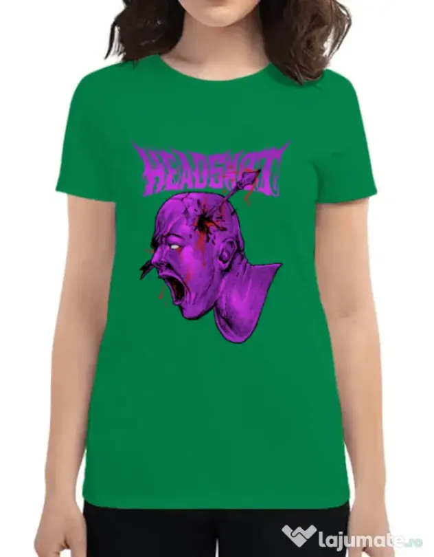 Tricou personalizat dama HEADSHOT Verde mediu