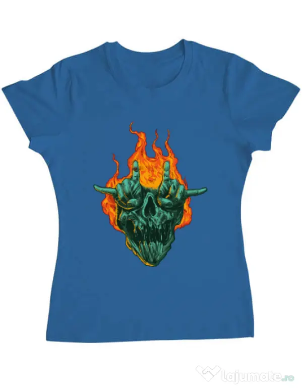 Tricou personalizat dama METAL HEADS Albastru azuriu