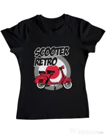 Tricou personalizat dama SCOOTER RETRO RED COLOR Negru