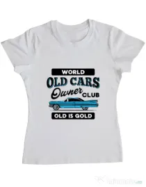 Tricou personalizat dama OLD CARS CLUB Alb