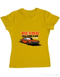 Tricou personalizat dama RETRO CLASSIC CAR CLUB Galben