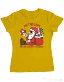 Tricou personalizat dama Stoned Santa Galben