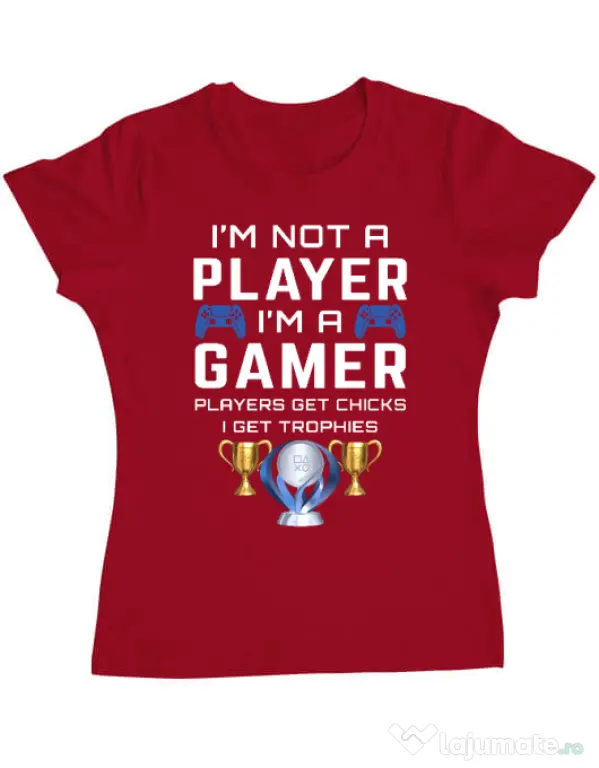 Tricou personalizat dama Gamer Not Player - Playstation trophies Rosu