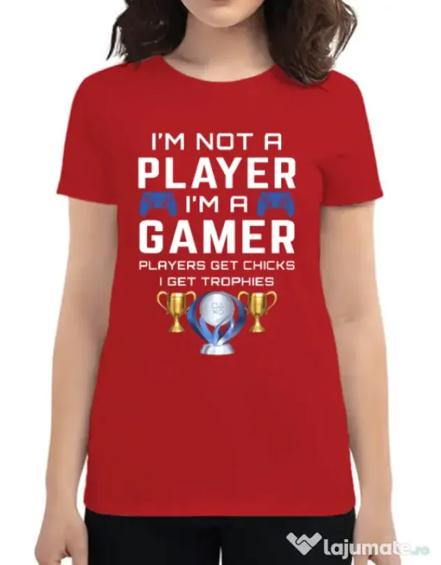 Tricou personalizat dama Gamer Not Player - Playstation trophies Rosu