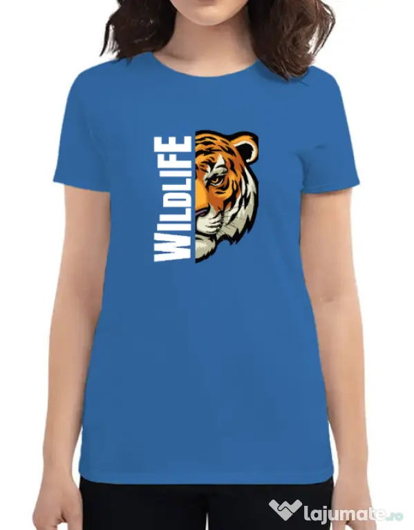 Tricou personalizat dama WildLife (dark) Albastru azuriu