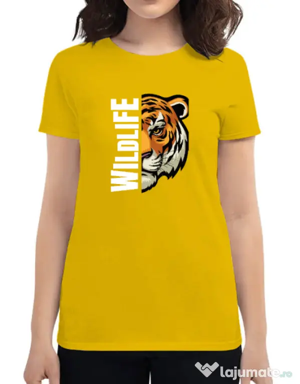 Tricou personalizat dama WildLife (dark) Galben