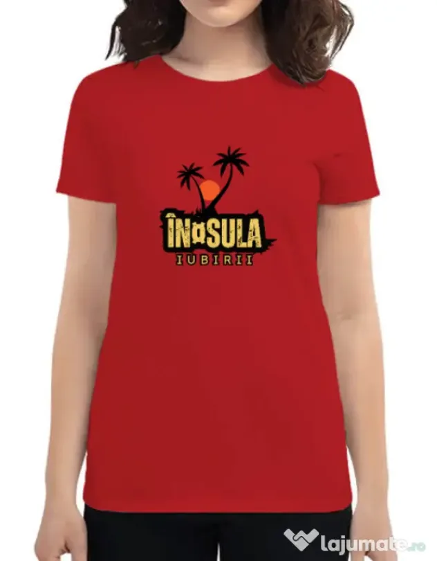 Tricou personalizat dama Insula white Rosu