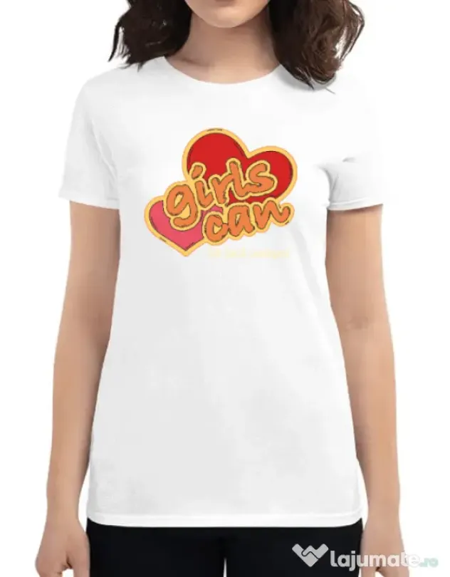 Tricou personalizat dama Girls Can Alb