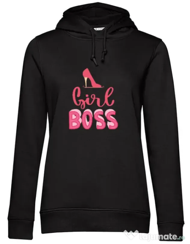 Hanorac dama cu gluga Girls boss Negru
