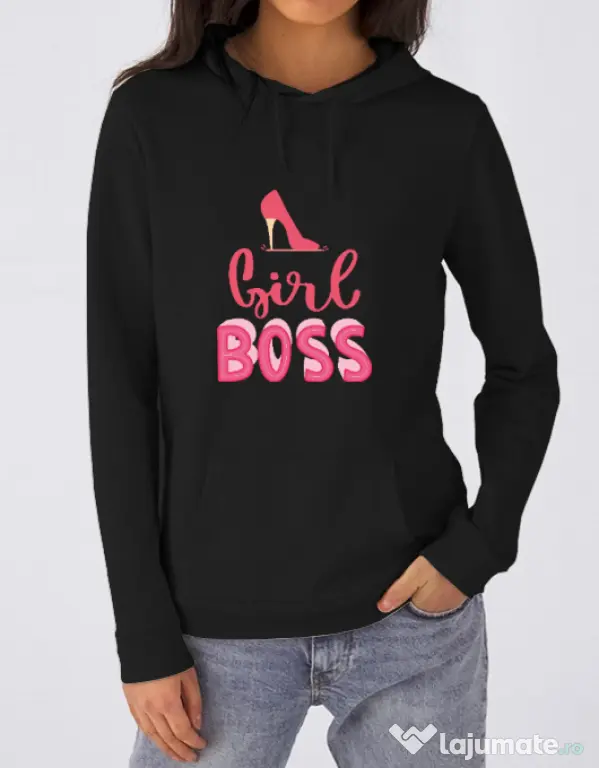 Hanorac dama cu gluga Girls boss Negru