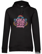 Hanorac dama cu gluga Girls are born in ianuary 2 Negru