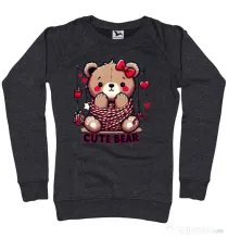 Bluza personalizata dama CUTE BEAR 1 Negru melanj