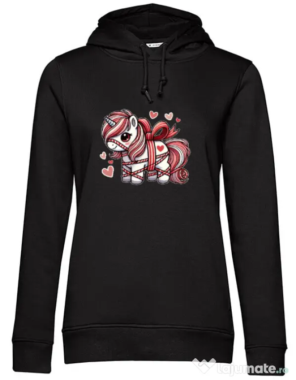 Hanorac dama cu gluga Cute ponny Negru