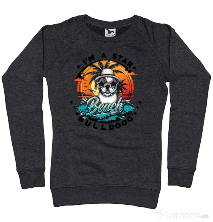 Bluza personalizata dama BULLDOG 14 Negru melanj