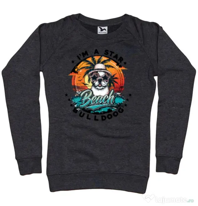 Bluza personalizata dama BULLDOG 14 Negru melanj