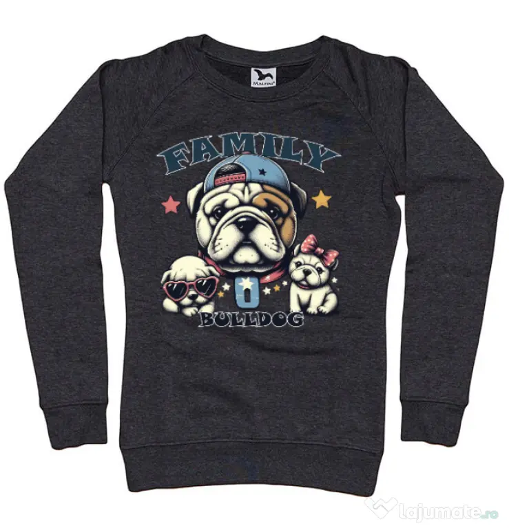 Bluza personalizata dama BULLDOG 16 Negru melanj