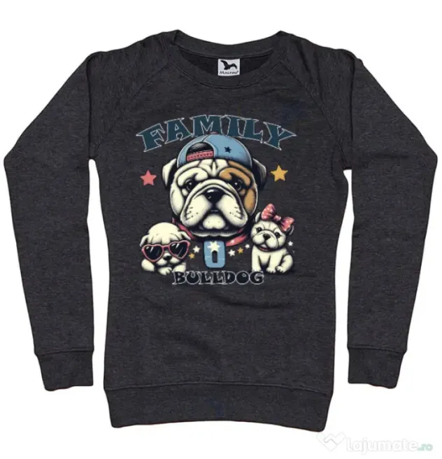 Bluza personalizata dama BULLDOG 16 Negru melanj