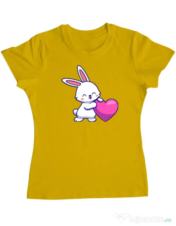 Tricou personalizat dama LOVE BUNNY Galben