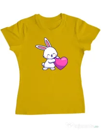 Tricou personalizat dama LOVE BUNNY Galben