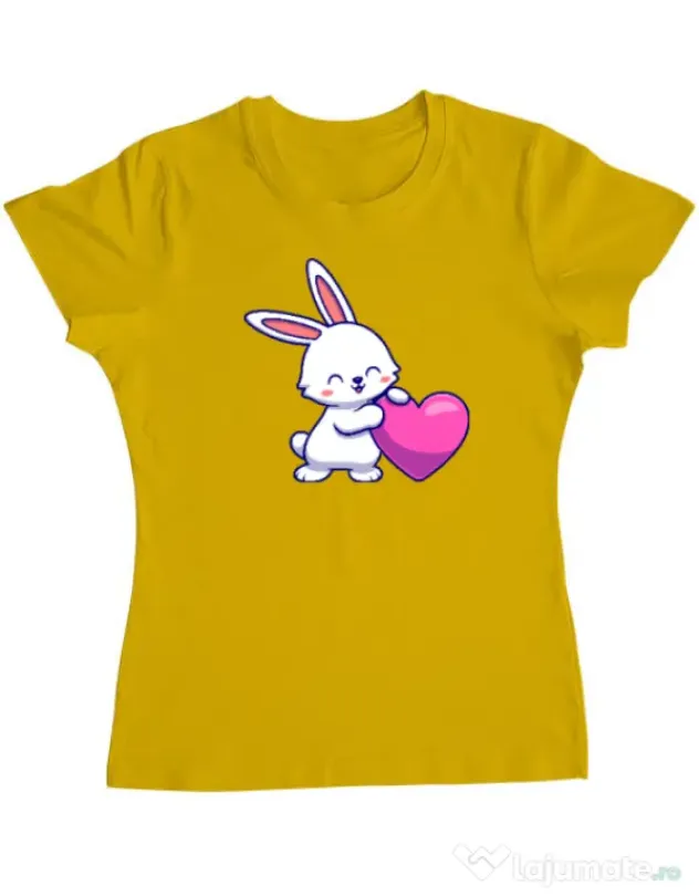 Tricou personalizat dama LOVE BUNNY Galben