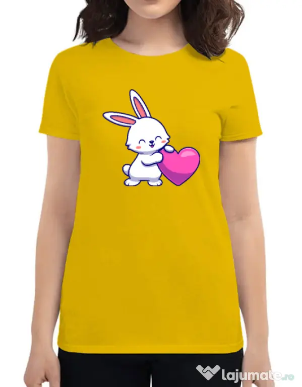 Tricou personalizat dama LOVE BUNNY Galben