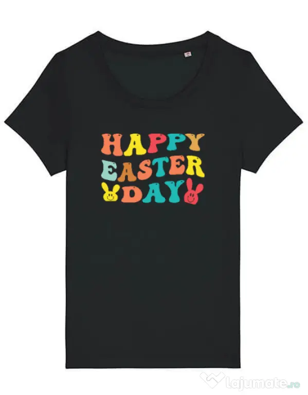 Tricou STANLEY STELLA dama HAPPY EASTER DAY Negru