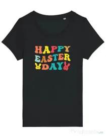 Tricou STANLEY STELLA dama HAPPY EASTER DAY Negru
