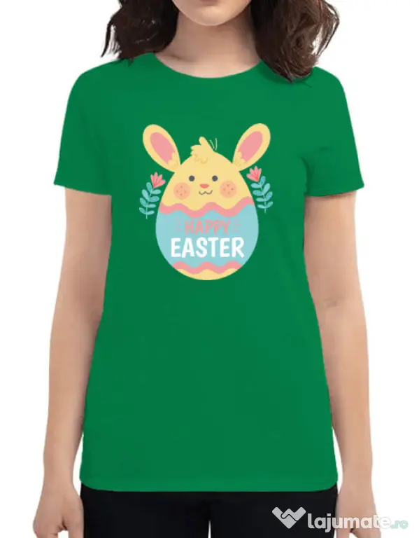 Tricou personalizat dama BUNNY CUTE Verde mediu