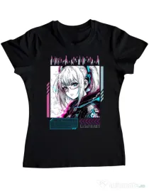 Tricou personalizat dama LOST IN THE NEON CITY Negru