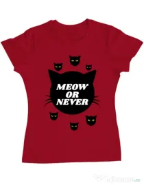 Tricou ADLER dama Meow or never Rosu